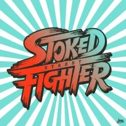 Stoked Street Fighter Blue Skateboard Deck -Wintersport Stoked Street Fighter Skateboard Deck Font