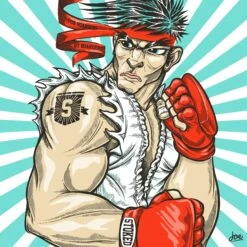 Stoked Street Fighter Blue Skateboard Deck -Wintersport Stoked Street Fighter Skateboard Deck Graphic