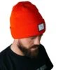 Patch Beanie Orange -Wintersport brethren apparel patch beanie orange side