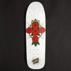 Santa Cruz Dressen Rose Cross Shaped White 9.31" Skateboard Deck -Wintersport santa cruz dressen rose cross shaped white 931 skateboard deck lifestyle