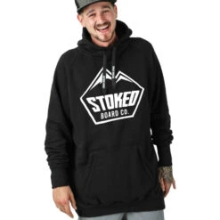 Stoked Shred Snowboard Hoodie Black -Wintersport stoked board co shred snowboard hoodie black model side
