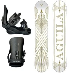 DJ Aguila White Art Deco 155 2023 Snowboard + V Pro Black Bindingen Snowboard Set